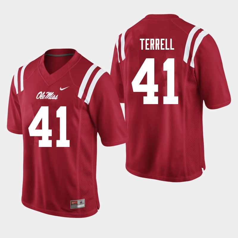 CJ Terrell Ole Miss Rebels NCAA Men's Red #41 Stitched Limited College Football Jersey XTY1658AH